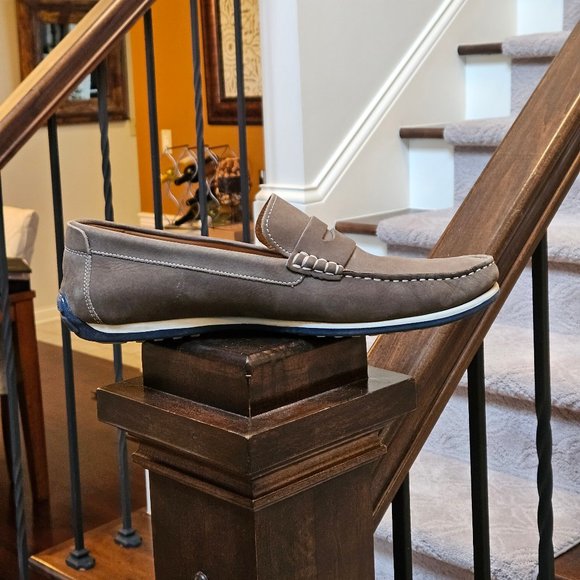 1901 Men's Leather/Nubuck Loafers, Gray, Sz 13 - Picture 8 of 16